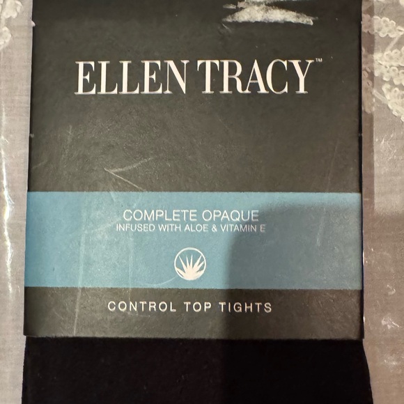 ELLEN TRACY Accessories - NWT Ellen Tracy Black Opaque Control top Tights infused with aloe and vitamin E